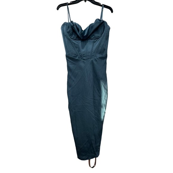 NWT HOUSE OF CB LONDON Size M Myrna Blue Charmaine Corset Dress MSRP $285 - Picture 2 of 15
